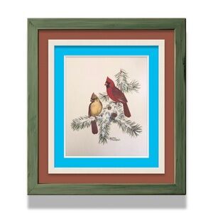 Vintage 1978  "Cardinal Pair Birds"  Art Print